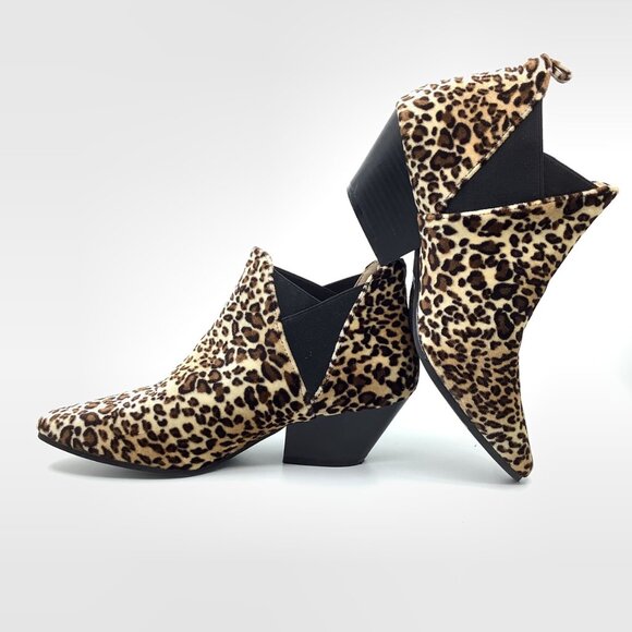 Qupid Brown Leopard Print Fashion Boots Chunky Heel Ankle Boots - Picture 7 of 8